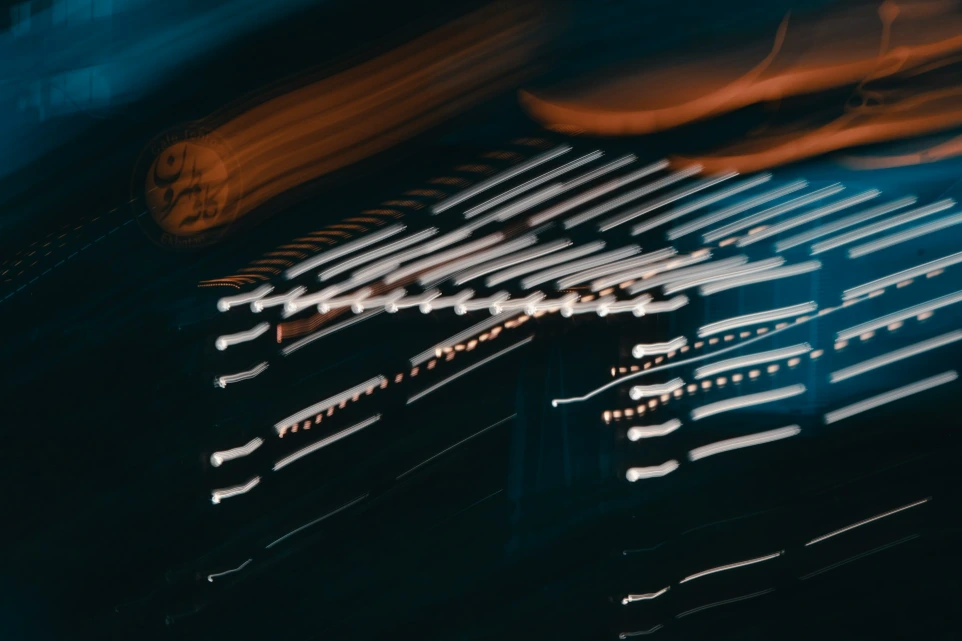 Abstract streaks of light at night